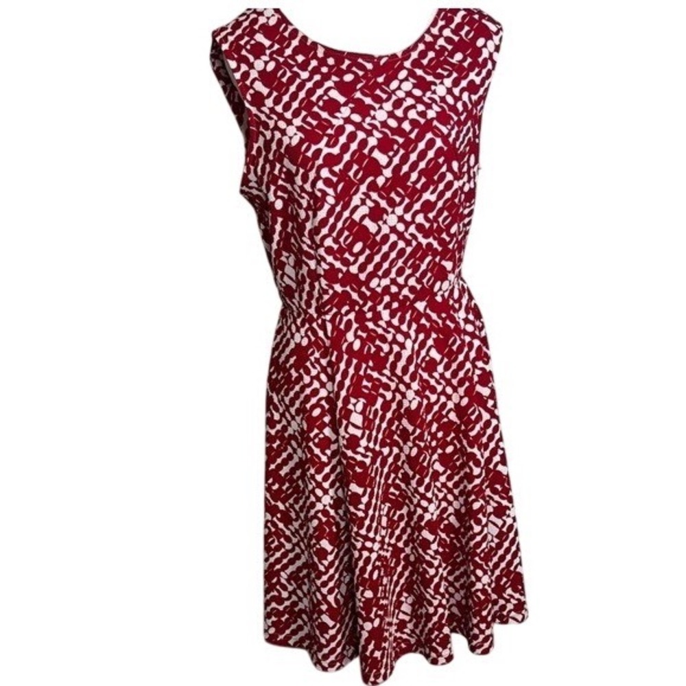 ❤️VASNA Designer Red and White Patterned Dress Business Casual Size XL Pristine